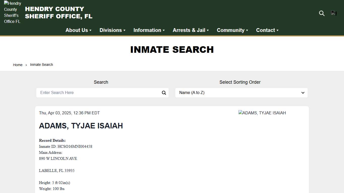 Inmate Search | Hendry County Sheriff’s Office FL